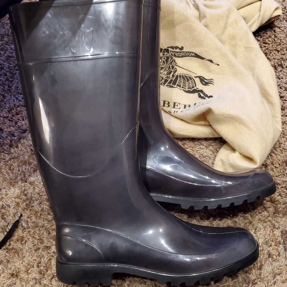 Burberry Rain Boots - Black and Gray - Size 45